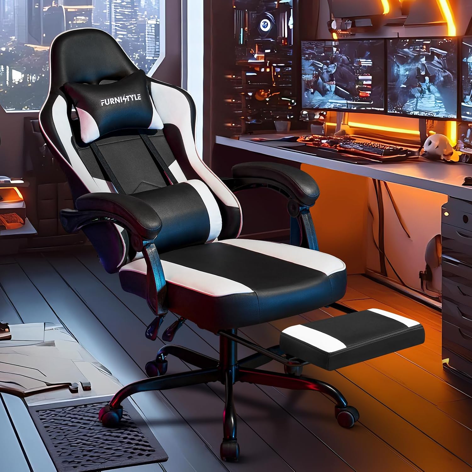 Krzesło do gier z podnóżkiem,  – Video Gaming & Esports Usd Acc recenzja i cena